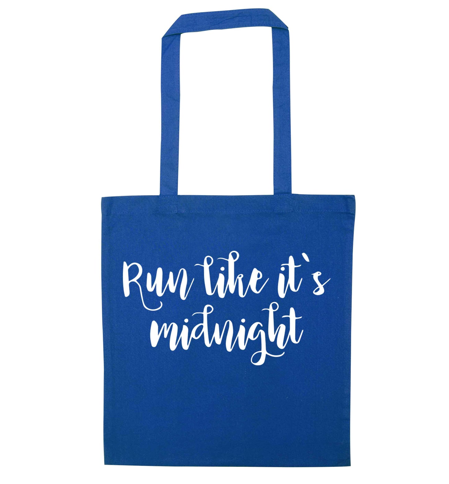 Run like it's midnight blue tote bag