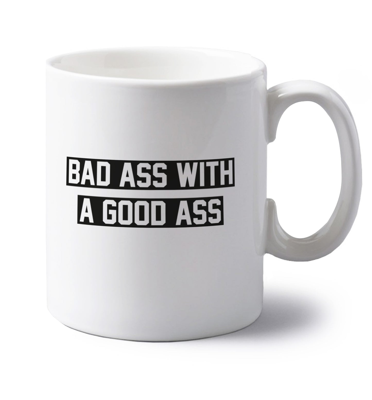 left handed white ceramic mug