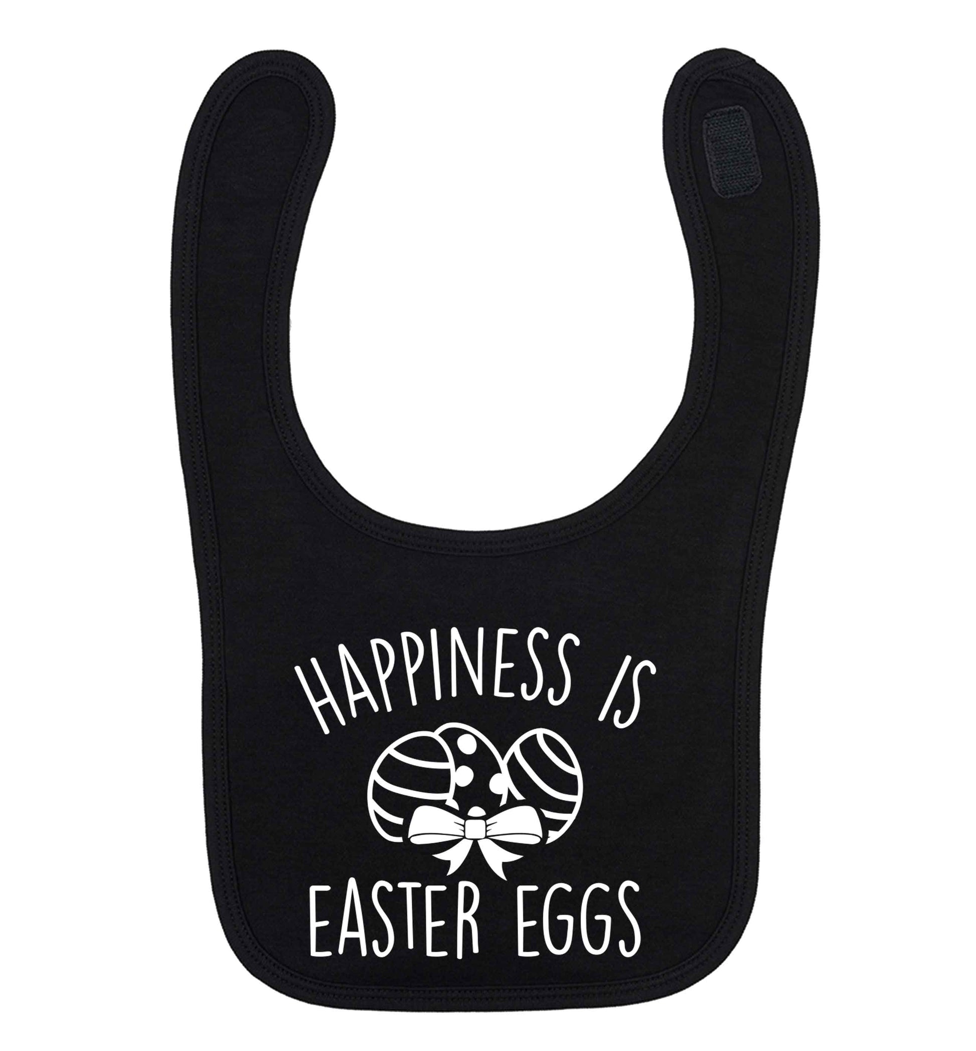 Happiness is Easter eggs black baby bib