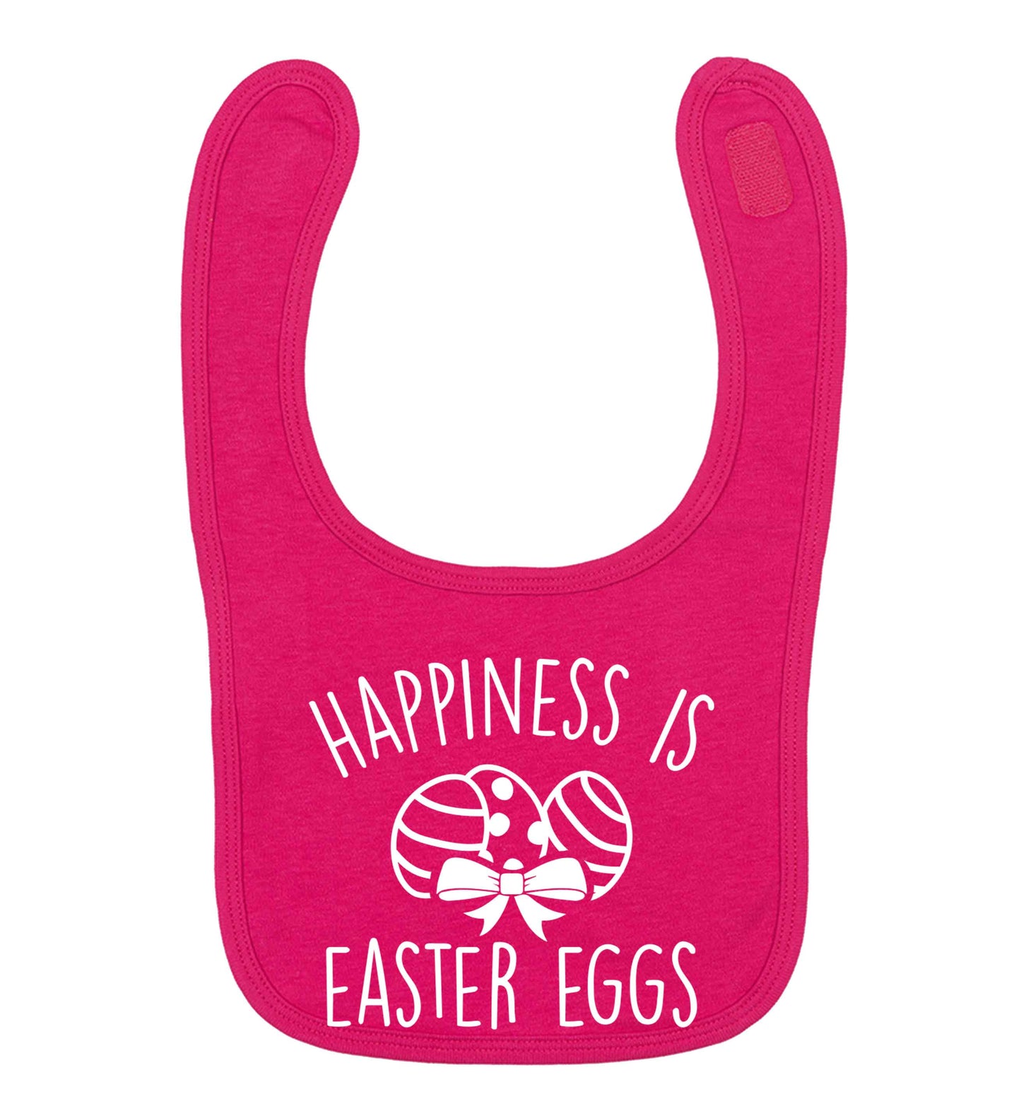 Happiness is Easter eggs dark pink baby bib