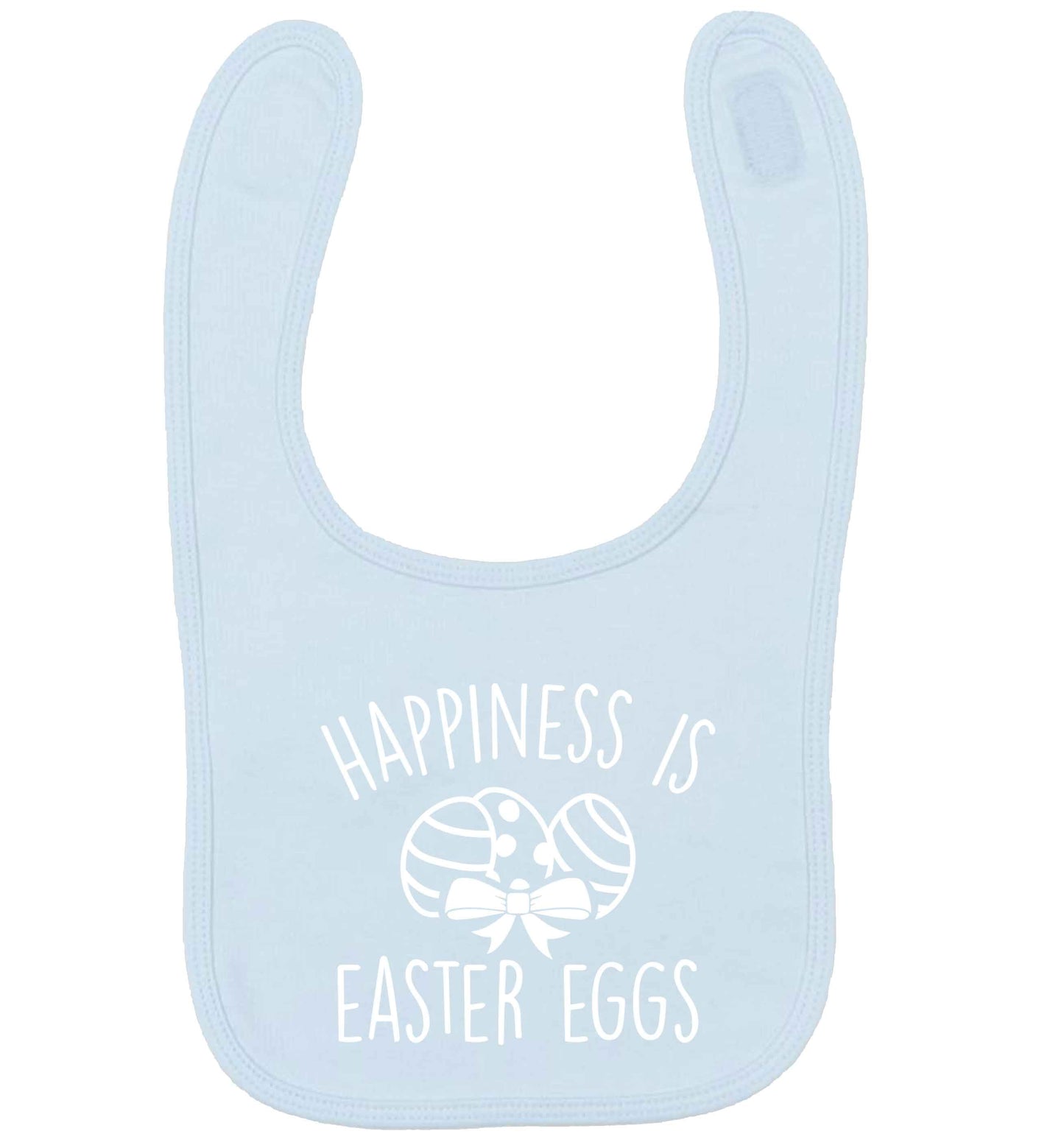 Happiness is Easter eggs pale blue baby bib