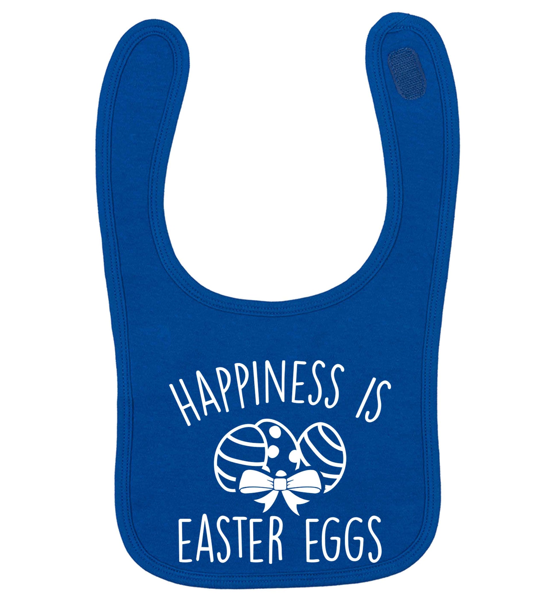 Happiness is Easter eggs royal blue baby bib