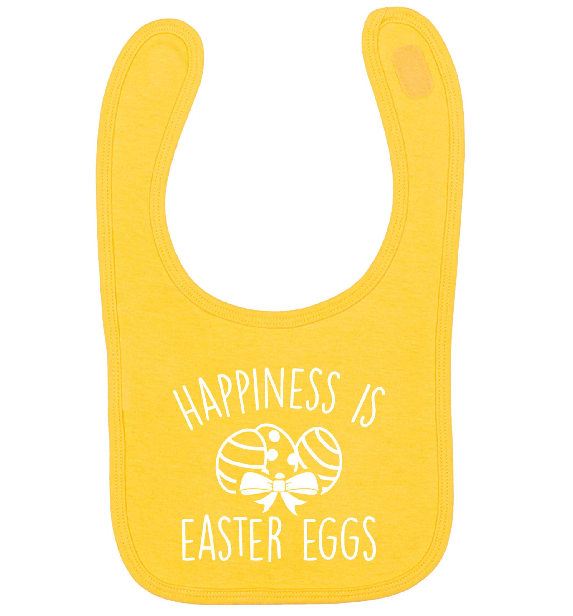 Happiness is Easter eggs yellow baby bib