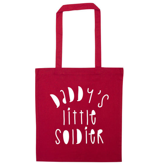 Daddy's little soldier red tote bag