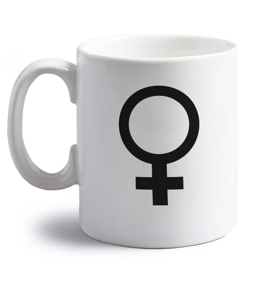 Female symbol large right handed white ceramic mug 