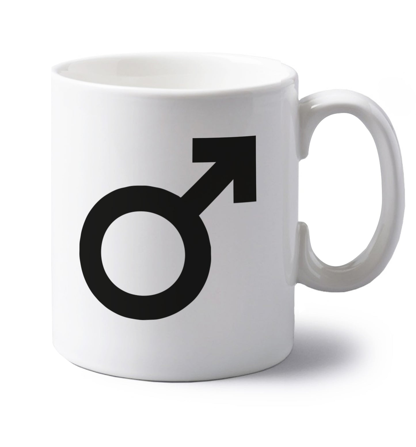Male symbol large left handed white ceramic mug