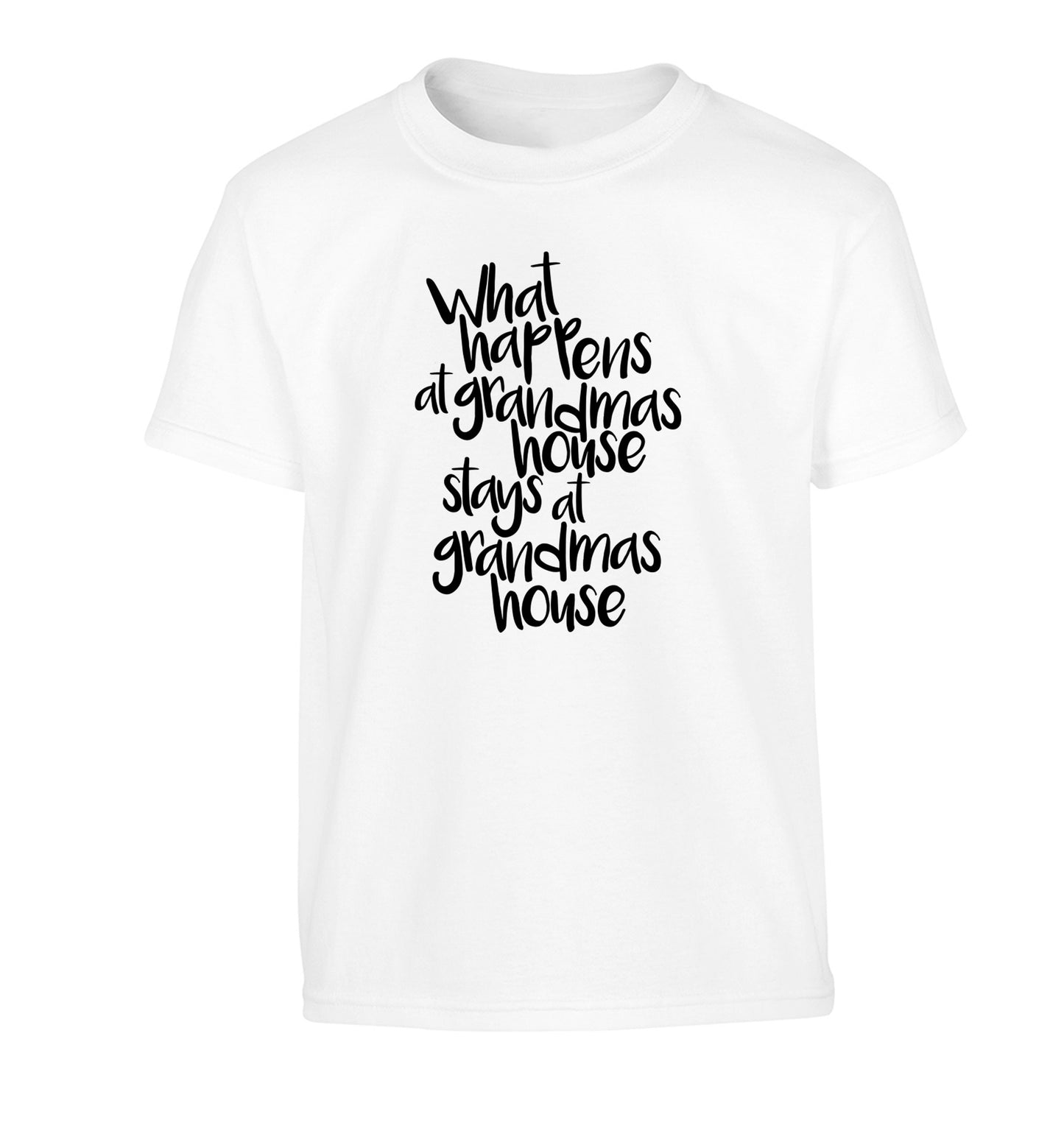 What happens at grandmas house stays at grandmas house Children's white Tshirt 12-14 Years