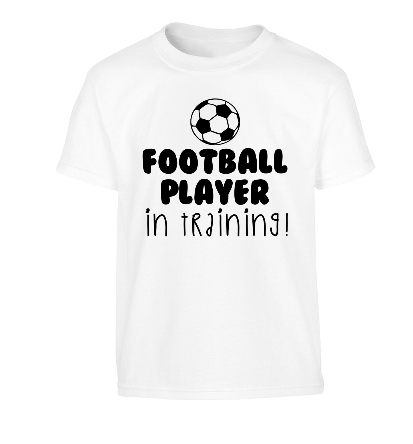Football player in training Children's white Tshirt 12-14 Years