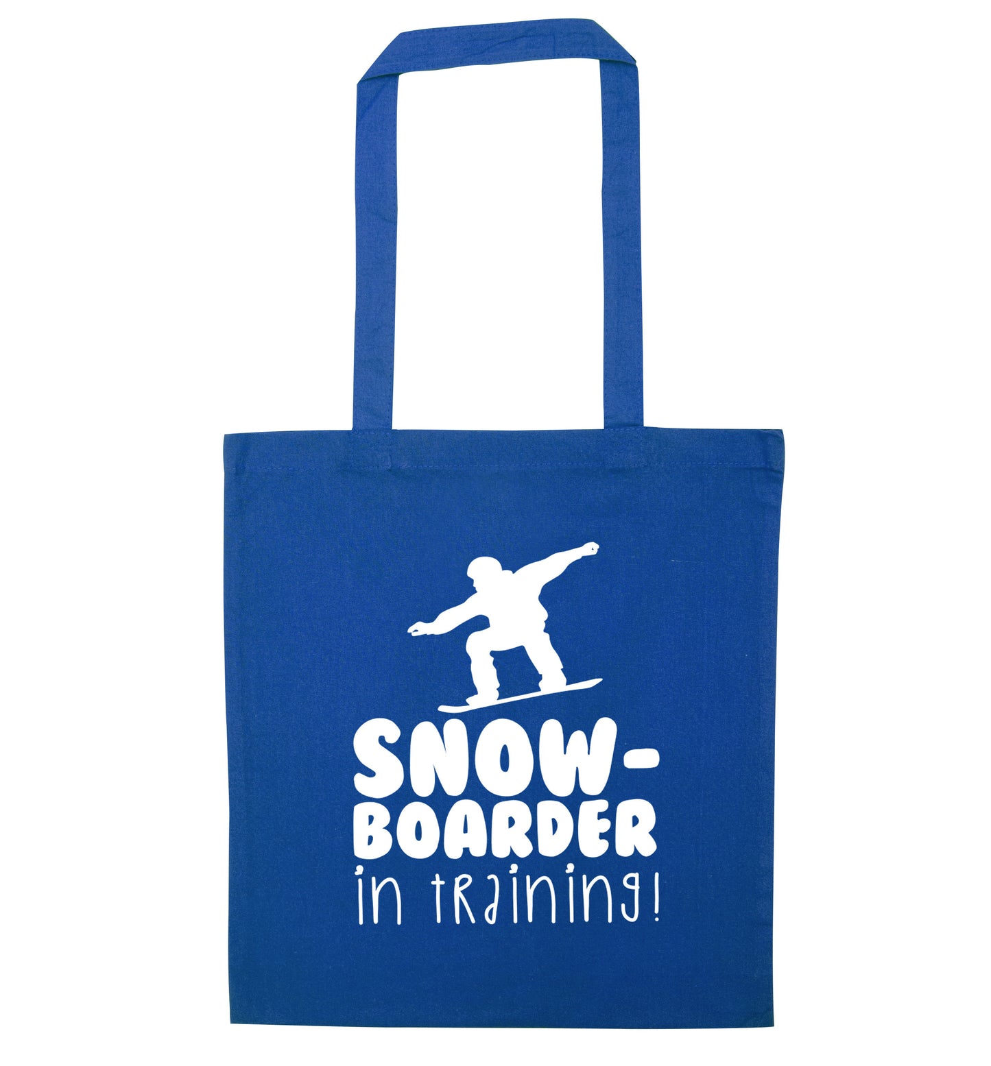 Snowboarder in training blue tote bag