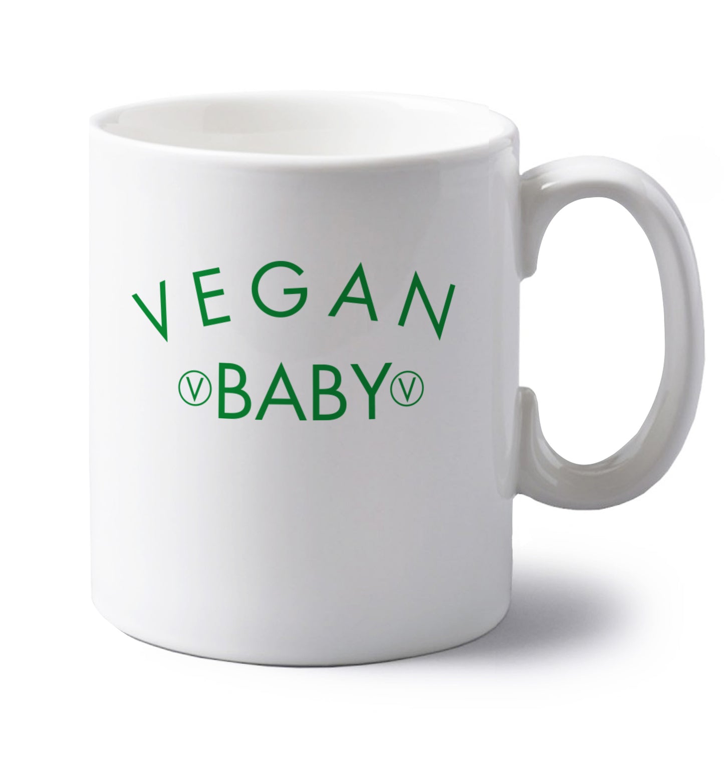 Vegan baby left handed white ceramic mug