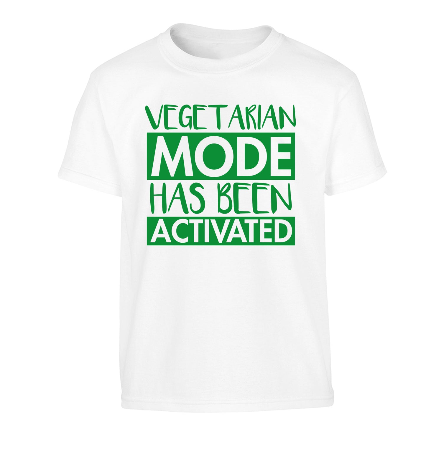 Vegetarian mode activated Children's white Tshirt 12-14 Years