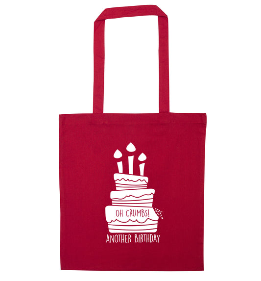Oh crumbs another birthday! red tote bag