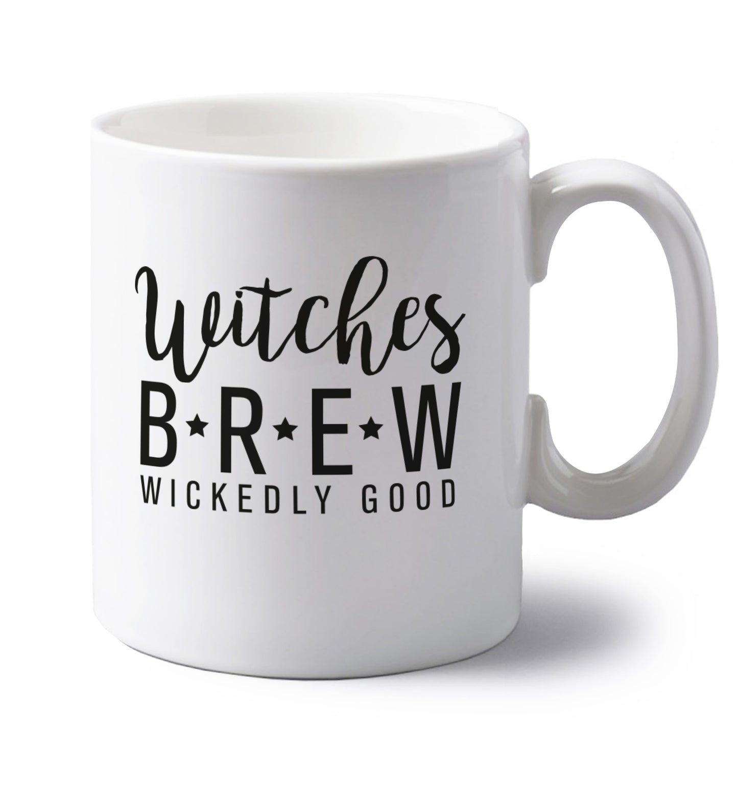 Witches Brew left handed white ceramic mug