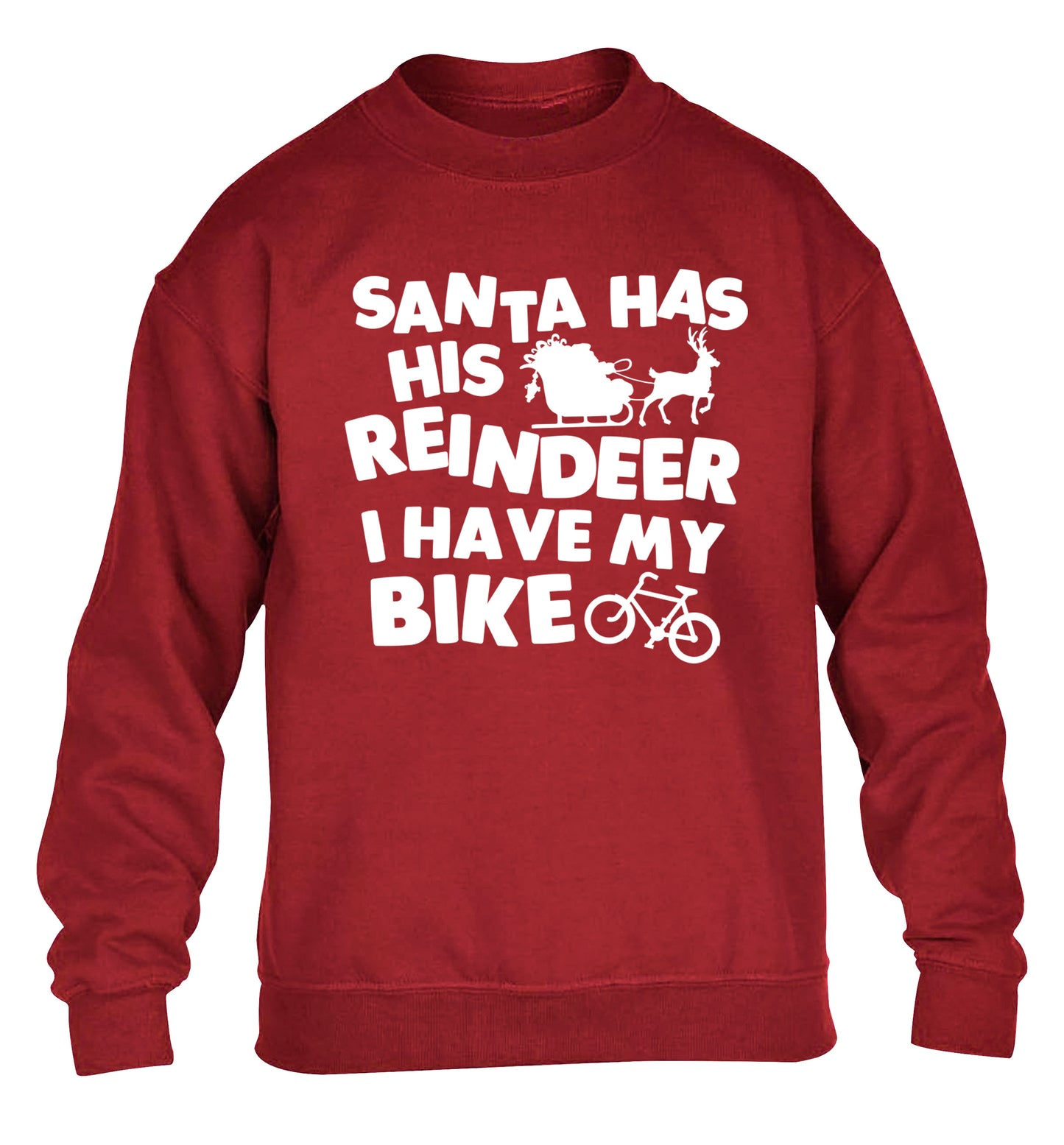 Santa has his reindeer I have my bike children's grey sweater 12-14 Years