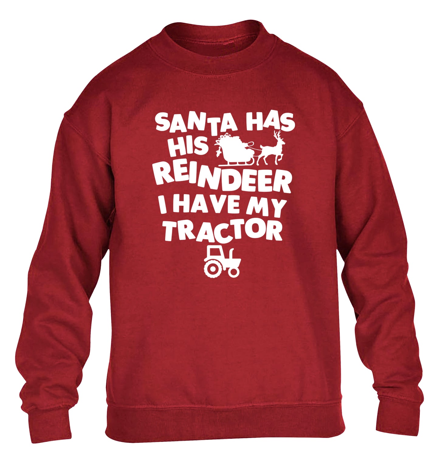 Santa has his reindeer I have my tractor children's grey sweater 12-14 Years