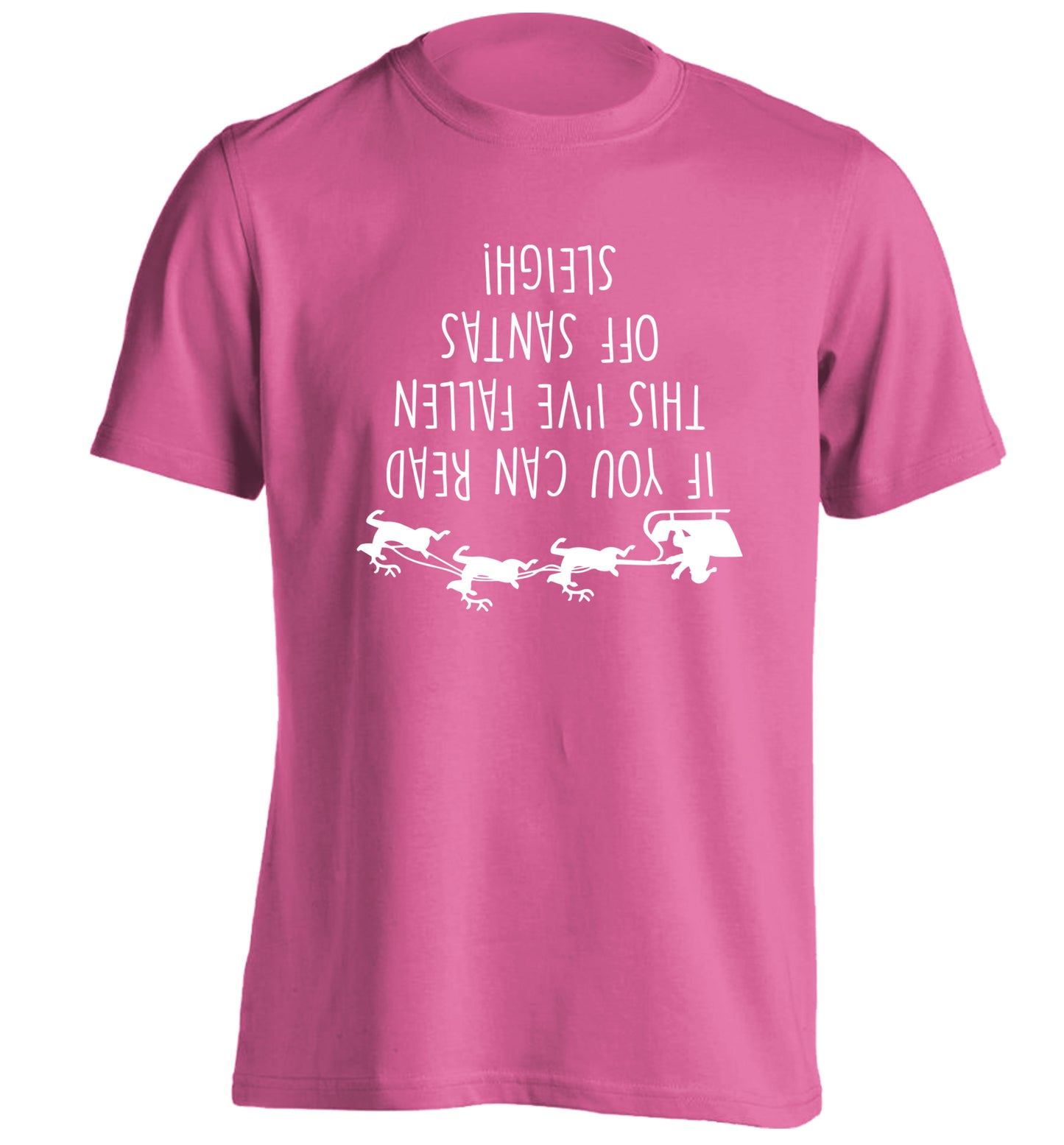 If you can read this I've fallen of santa's sleigh! adults unisex pink Tshirt 2XL