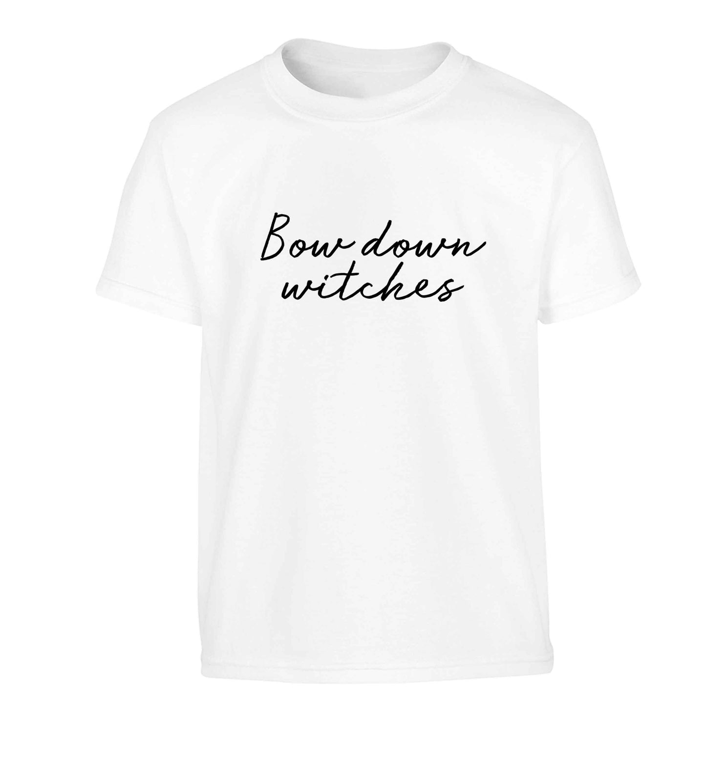 Bow down witches Children's white Tshirt 12-13 Years