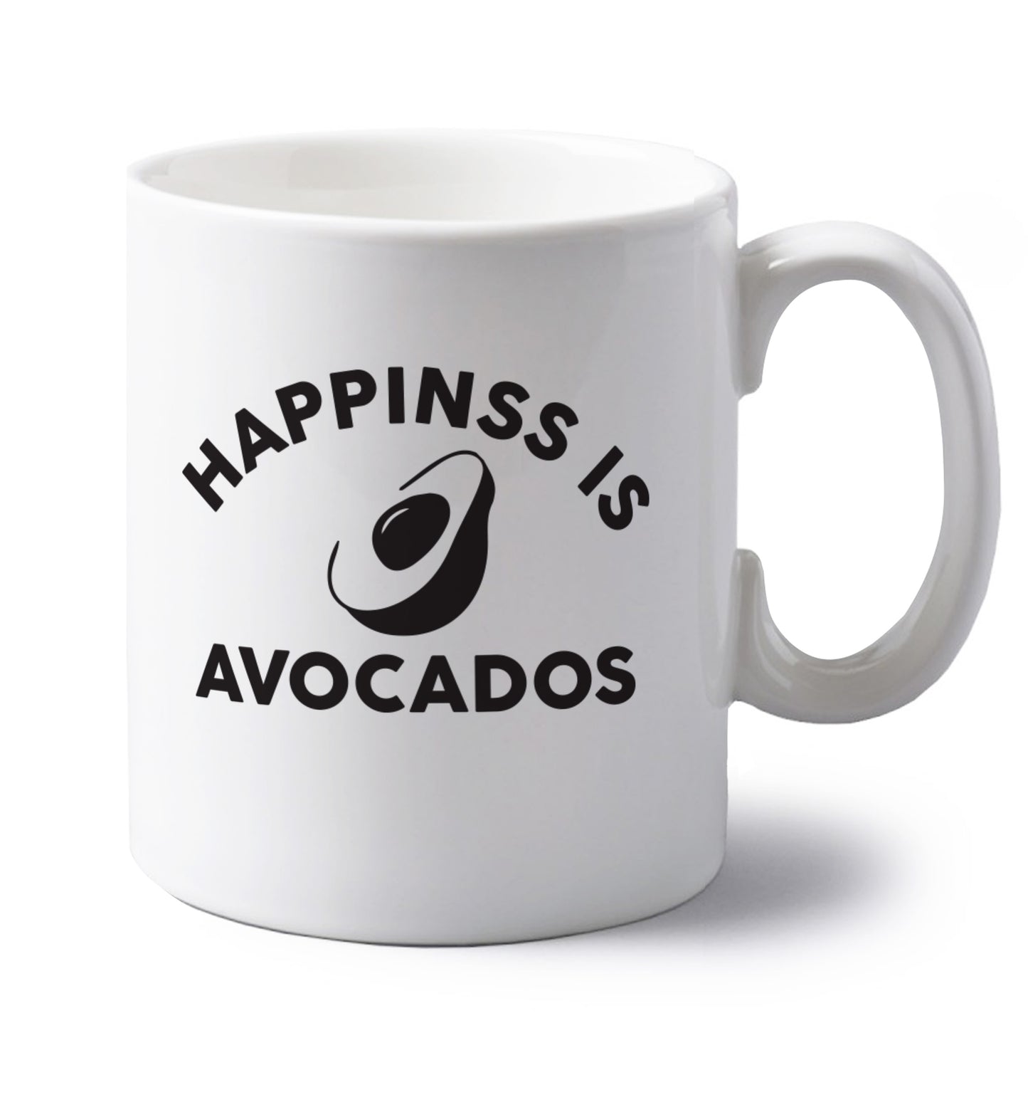 Happiness is avocados left handed white ceramic mug
