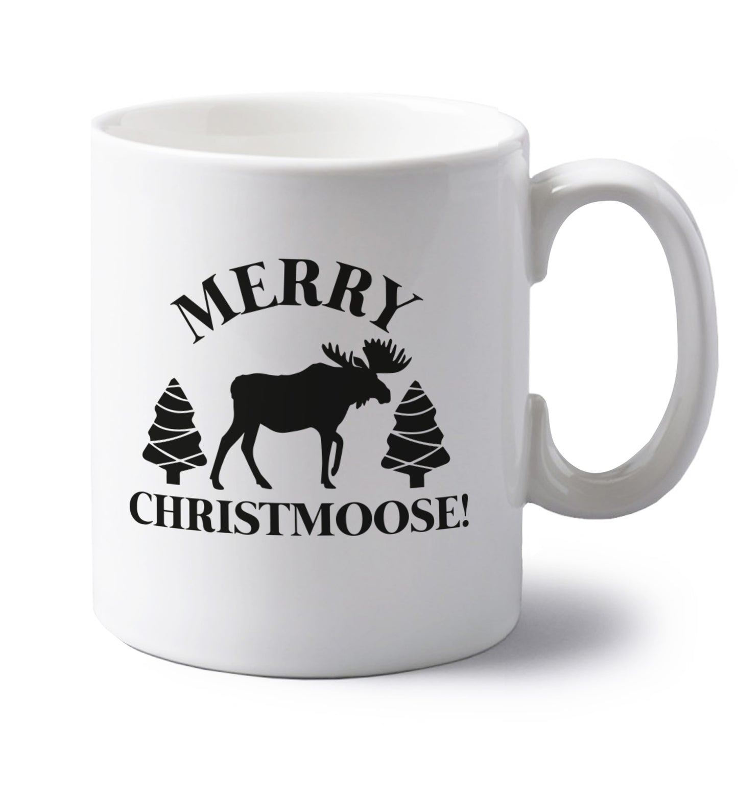 Merry Christmoose left handed white ceramic mug