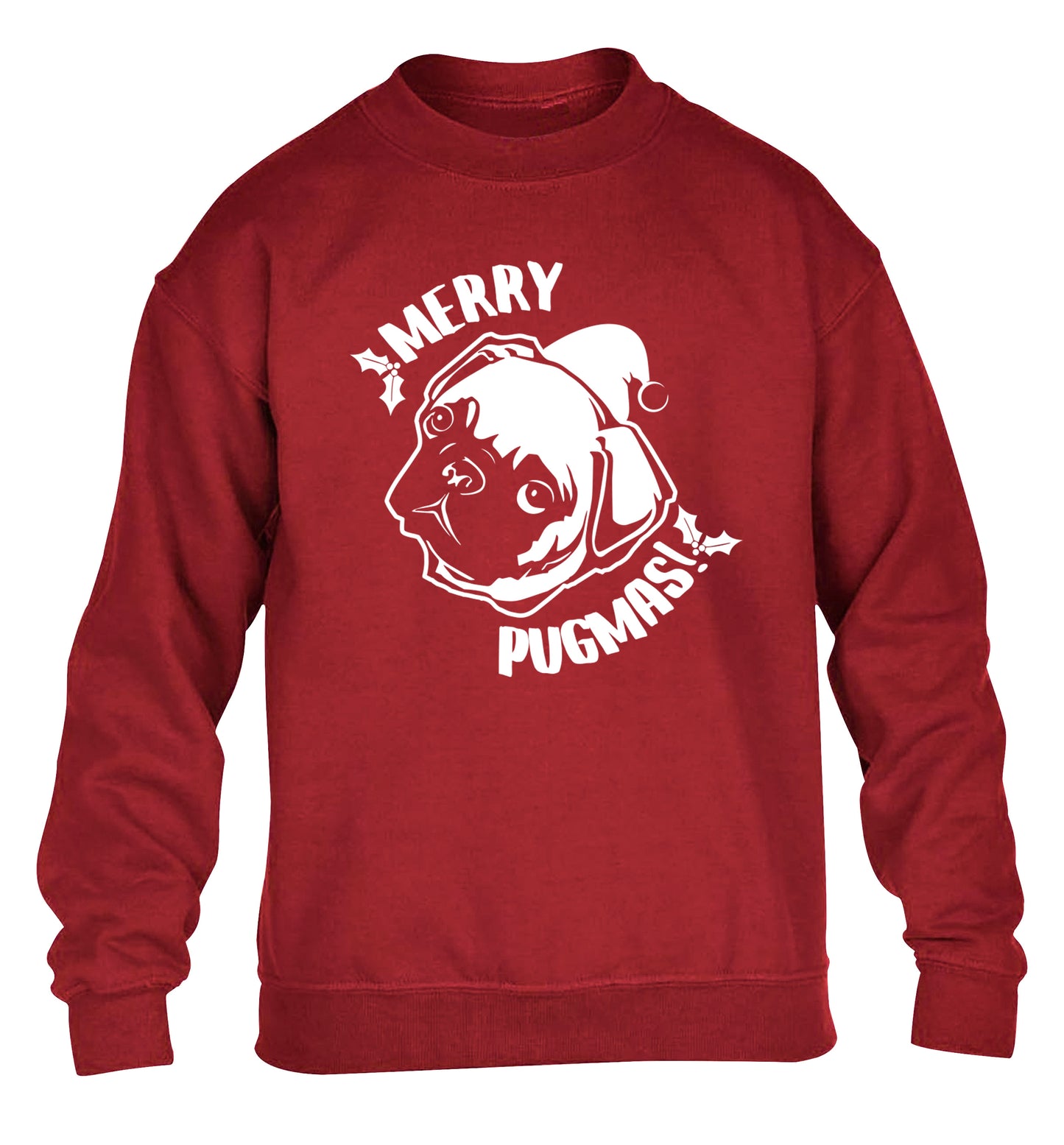 Merry Pugmas children's grey sweater 12-14 Years