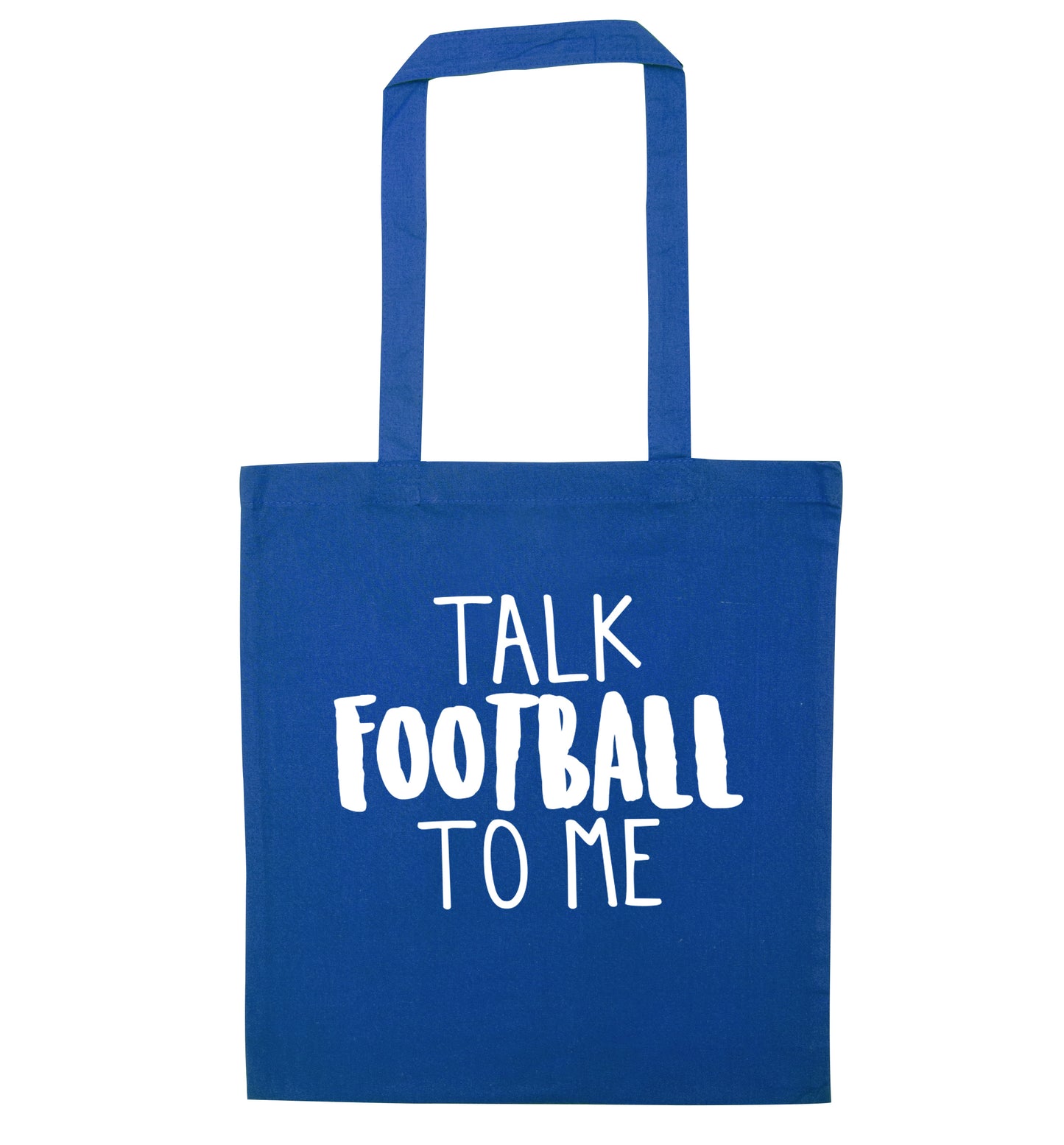 Talk football to me blue tote bag