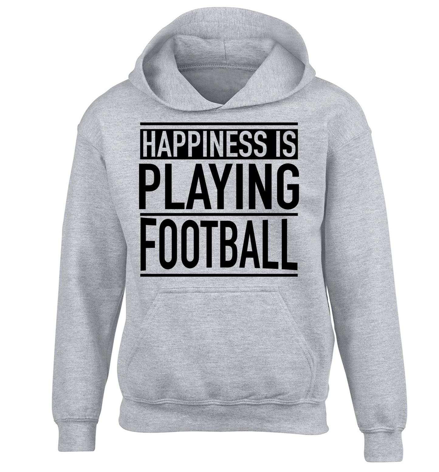 Happiness is playing football children's grey hoodie 12-14 Years