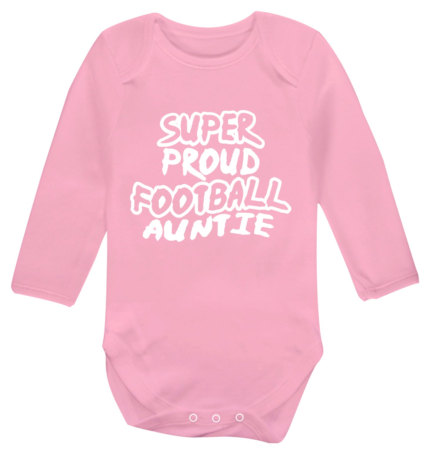 Super proud football auntie Baby Vest long sleeved pale pink 6-12 months