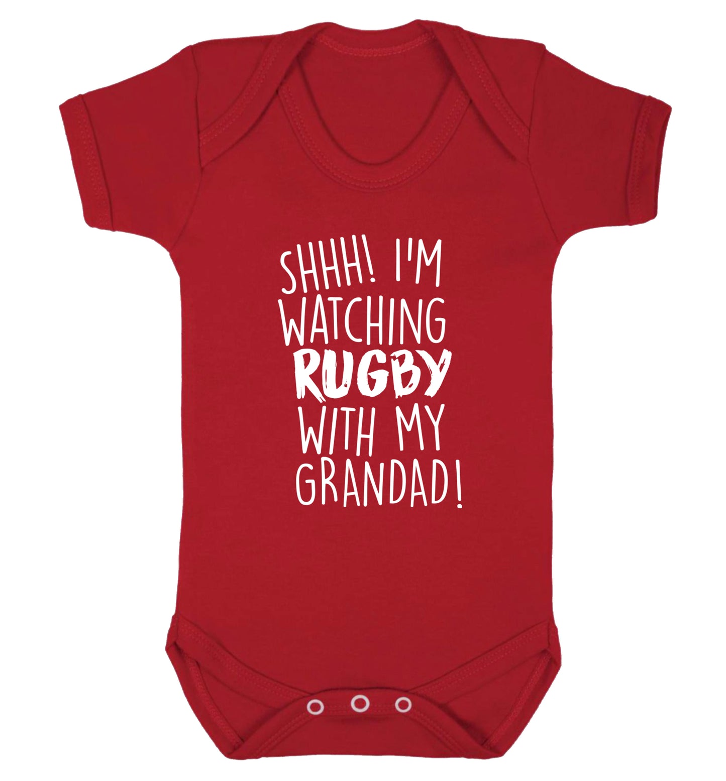 Shh I'm watching rugby with my grandad Baby Vest red 18-24 months