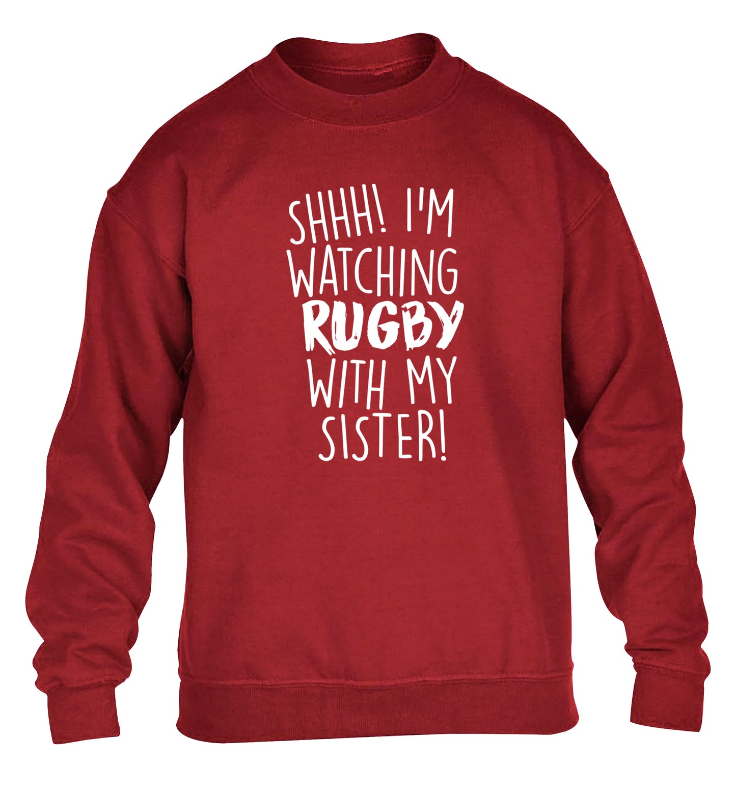 Shh... I'm watching rugby with my sister children's grey sweater 12-13 Years