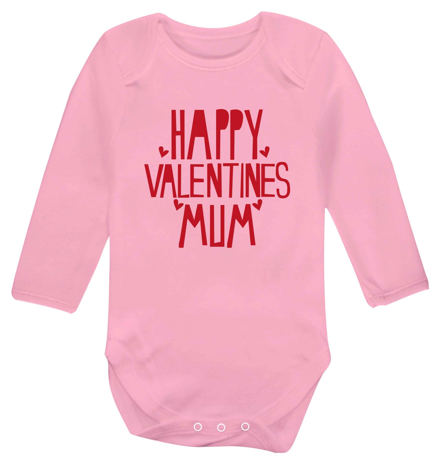 Happy valentines mum baby vest long sleeved pale pink 6-12 months