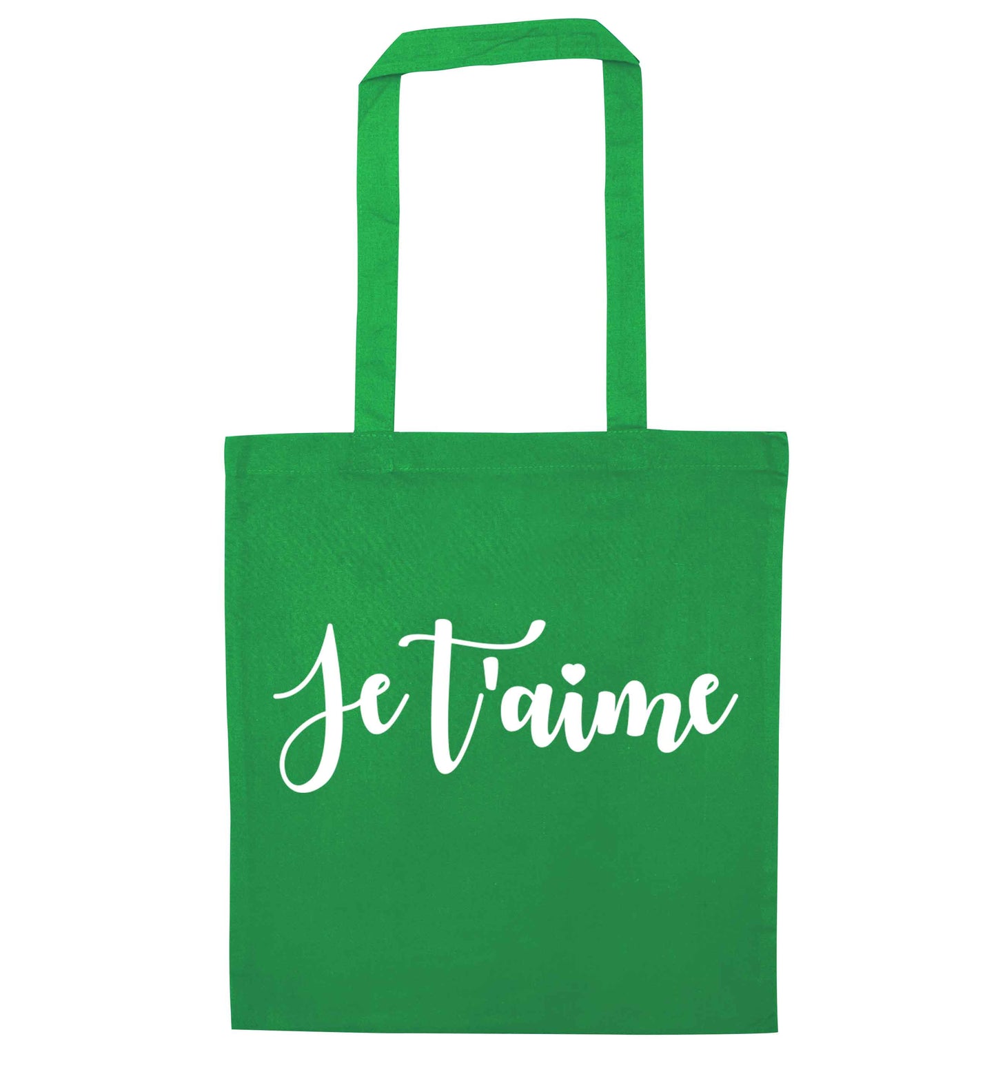 Je t'aime green tote bag