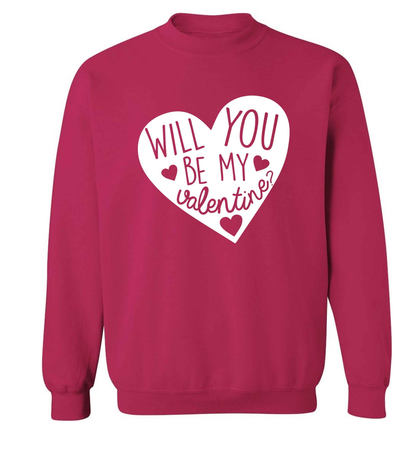 Will you be my valentine? adult's unisex pink sweater 2XL