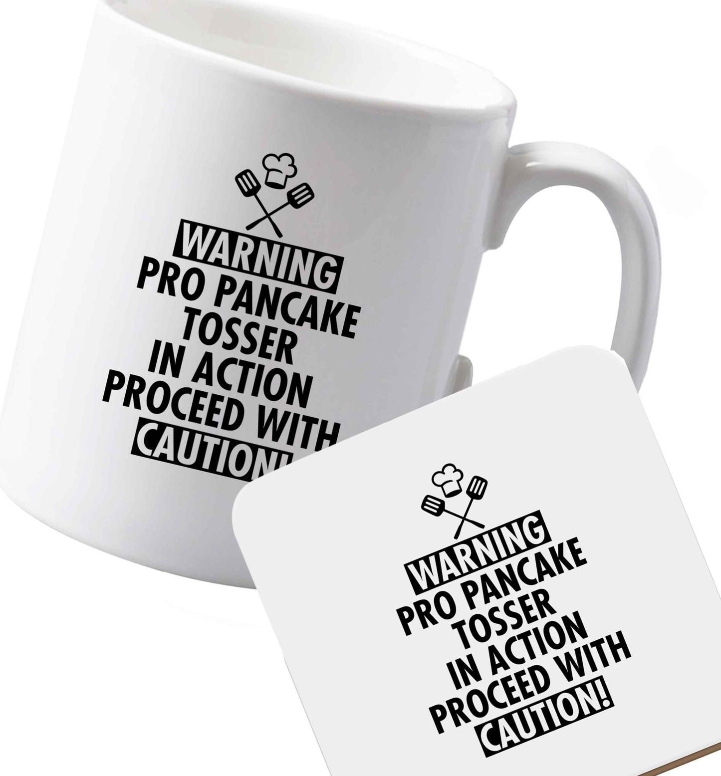 10 oz Ceramic mug and coaster No.1 Pancake Tosser both sides