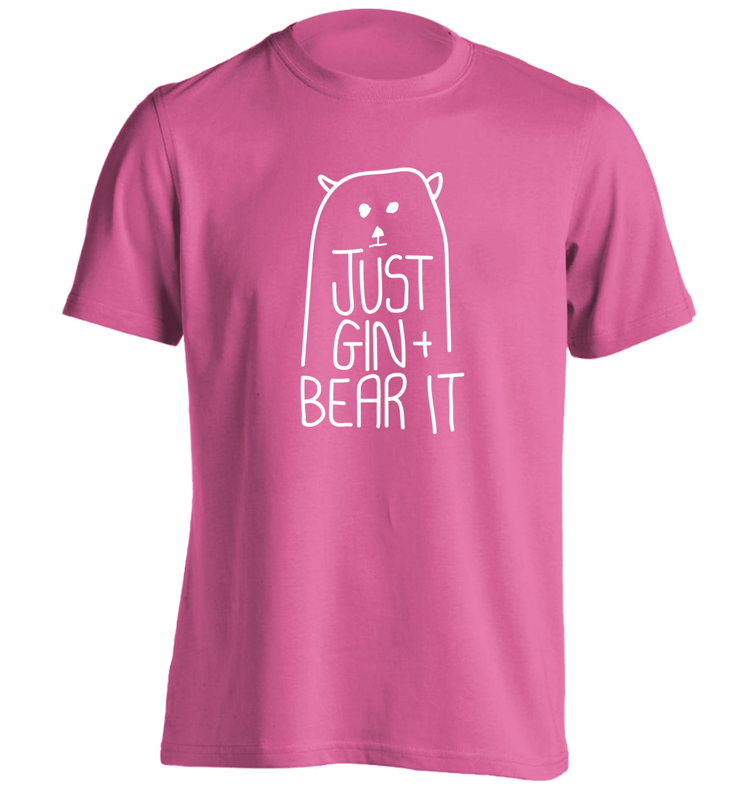 Just gin and bear it adults unisex pink Tshirt 2XL