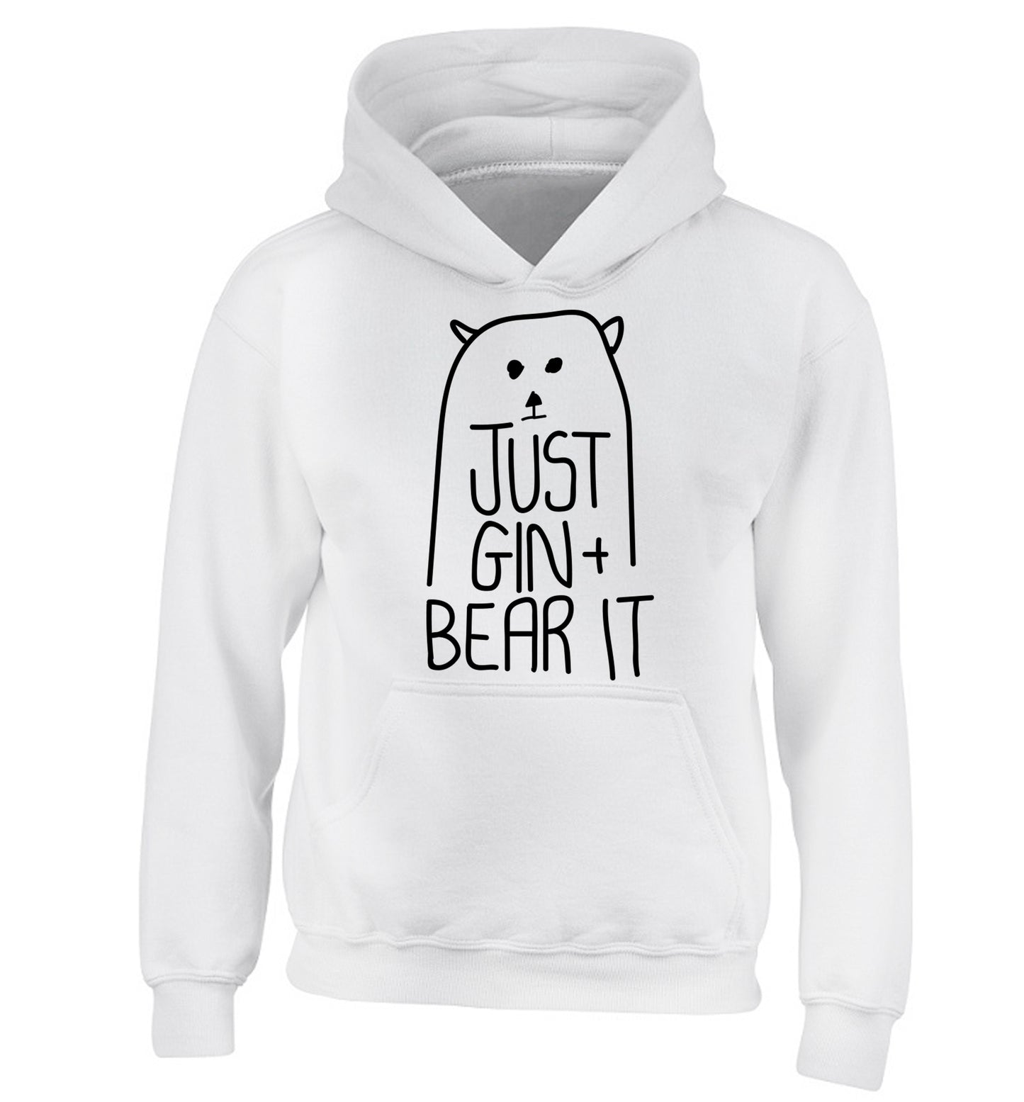 Just gin and bear it children's white hoodie 12-13 Years