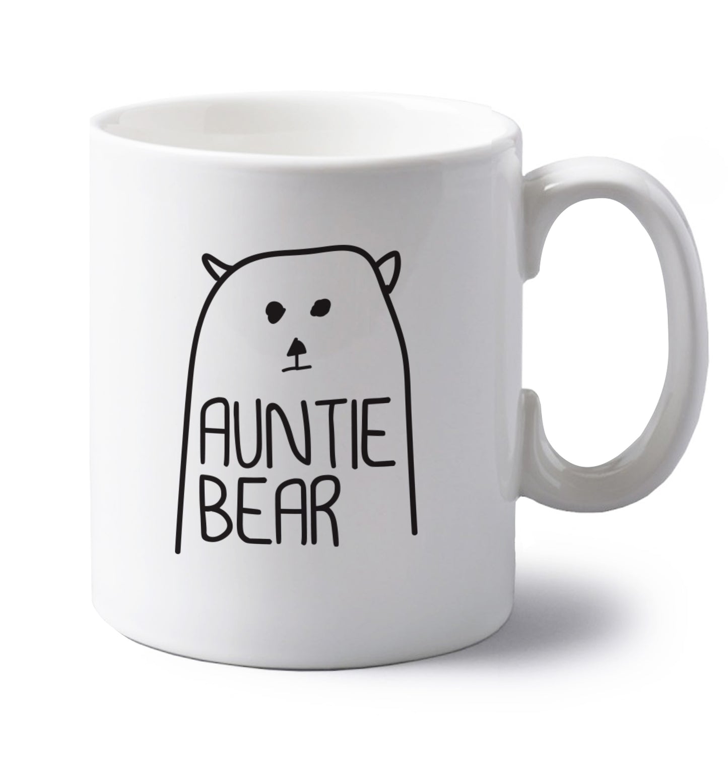 Auntie bear left handed white ceramic mug