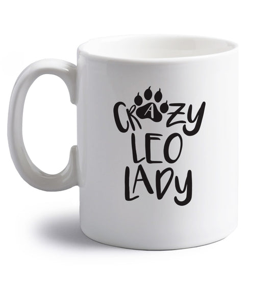 Crazy leo lady right handed white ceramic mug 