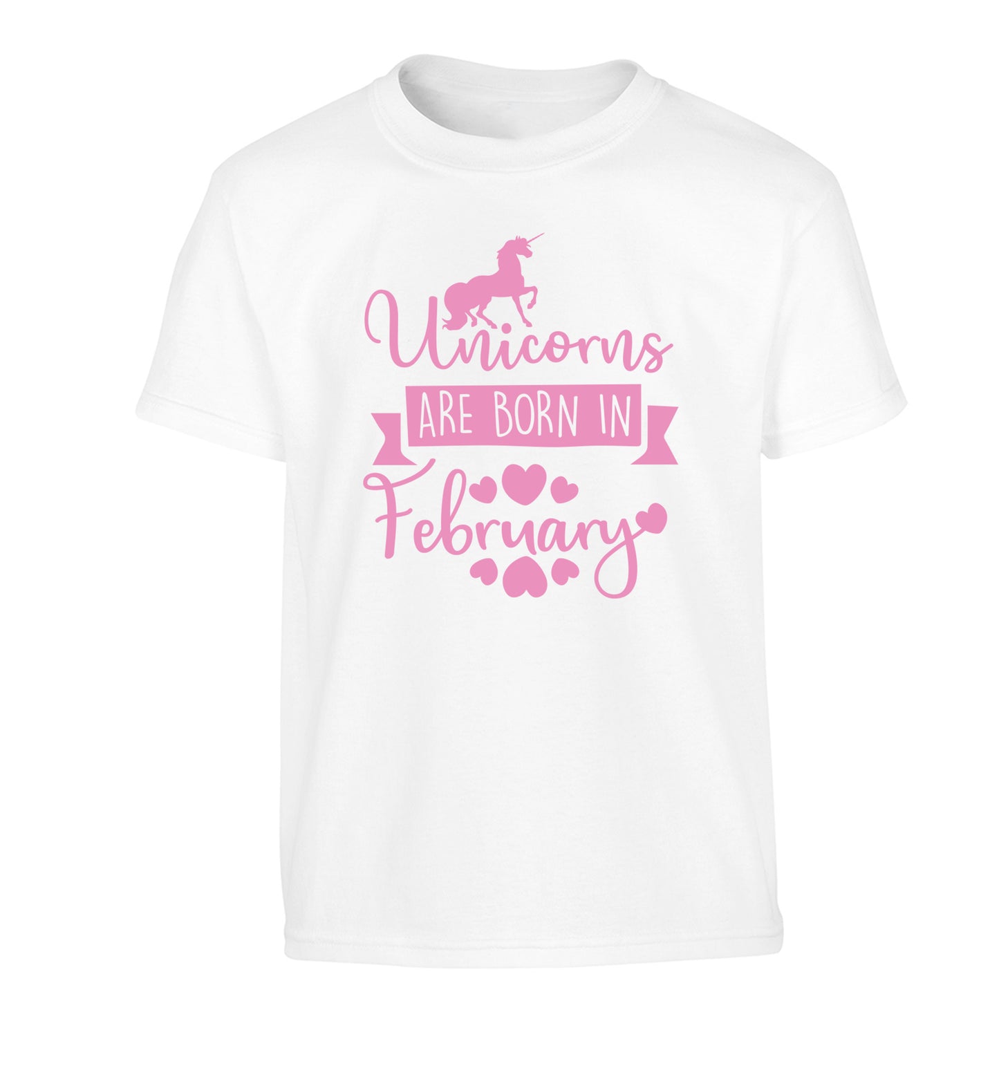 Unicorns are born in February Children's white Tshirt 12-13 Years