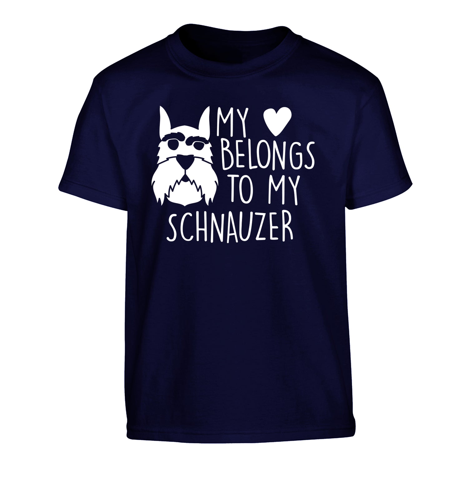 My heart belongs to my schnauzer Children's navy Tshirt 12-13 Years