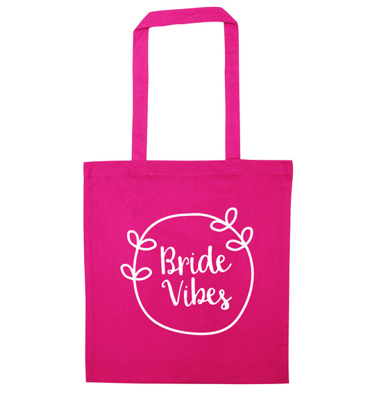 Bride Vibes pink tote bag