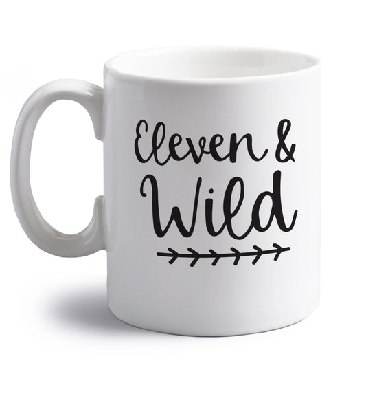 Eleven and wild right handed white ceramic mug 