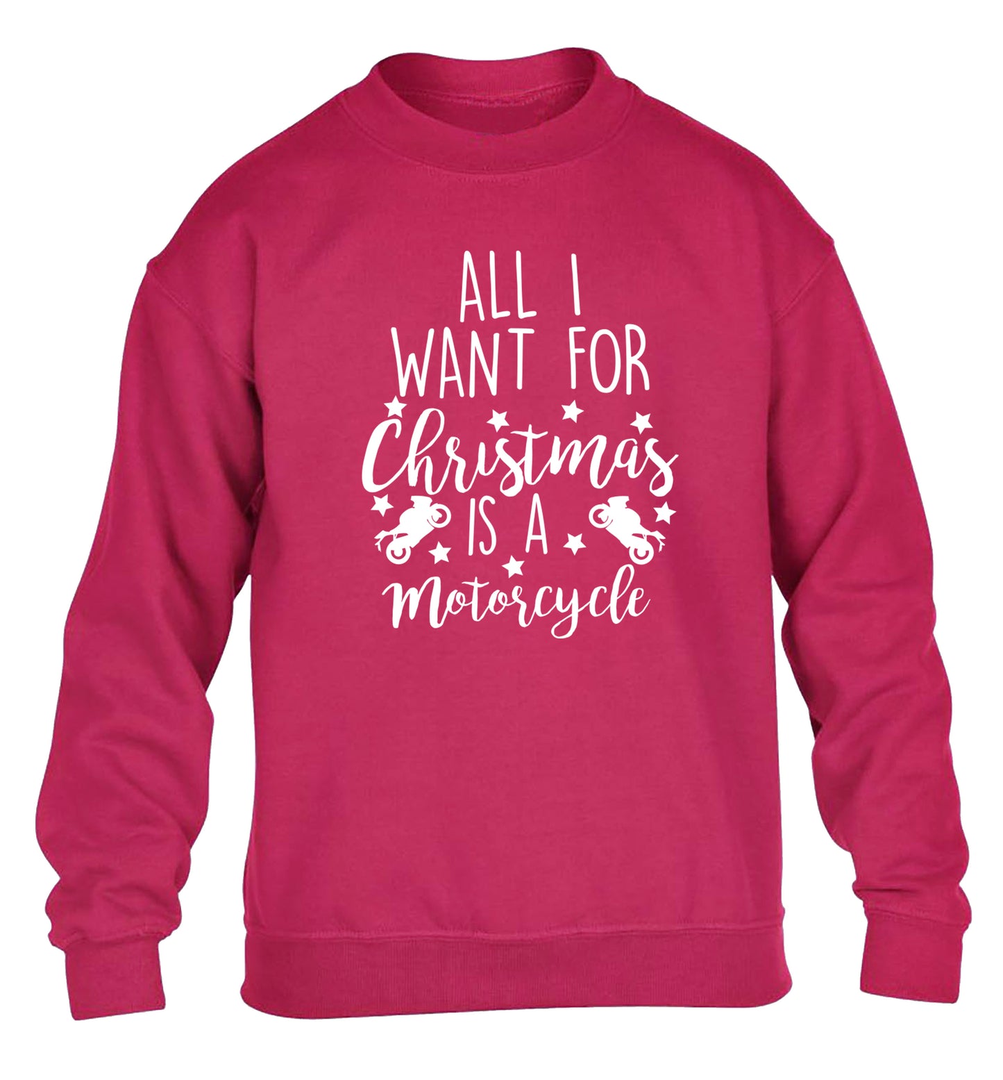All I want for Christmas is a motorcycle children's pink sweater 12-13 Years