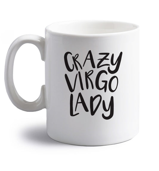 Crazy virgo lady right handed white ceramic mug 