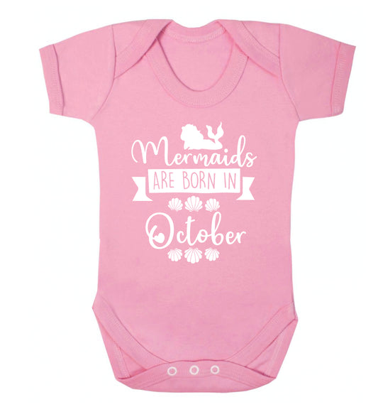 Mermaids are born in October Baby Vest pale pink 18-24 months