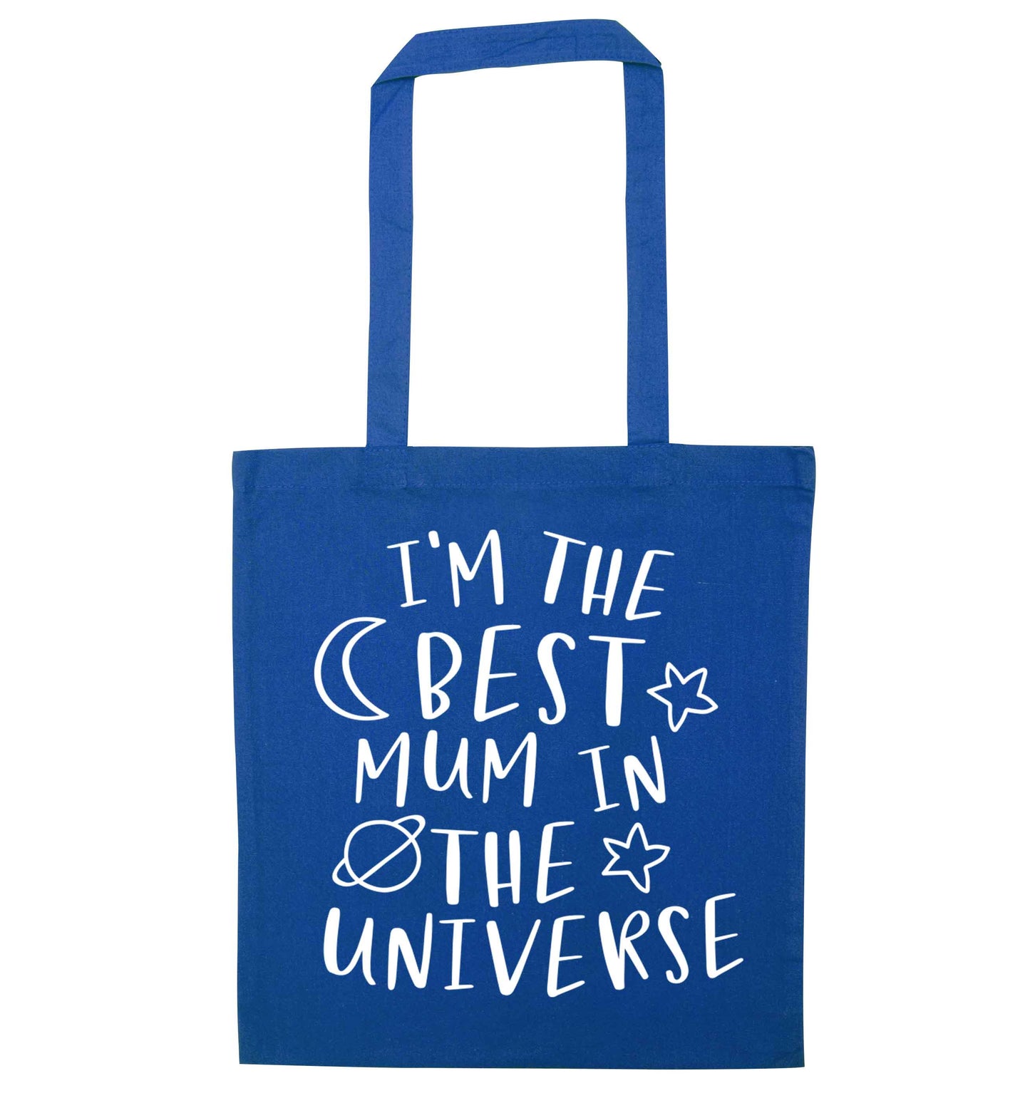 I'm the best mum in the universe blue tote bag