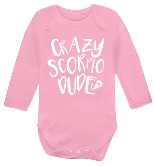 Crazy scorpio dude Baby Vest long sleeved pale pink 6-12 months