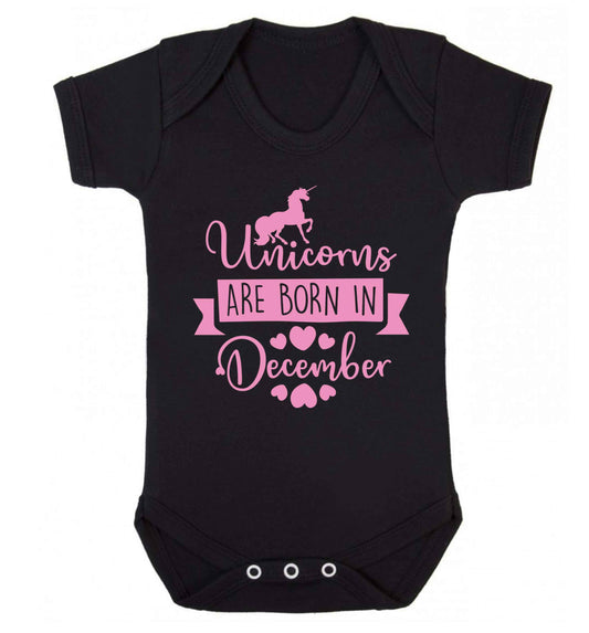 Unicorns are born in December Baby Vest black 18-24 months