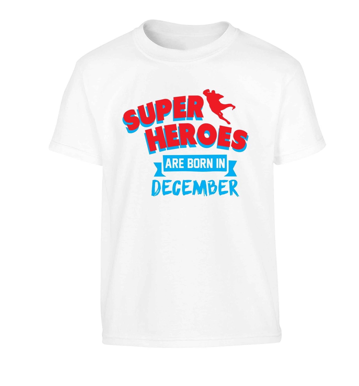 Superheroes are born in December Children's white Tshirt 12-13 Years
