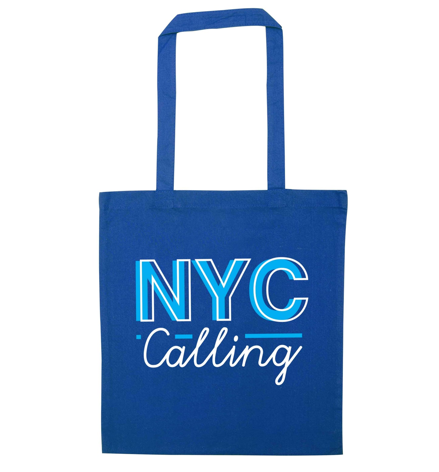 NYC calling blue tote bag
