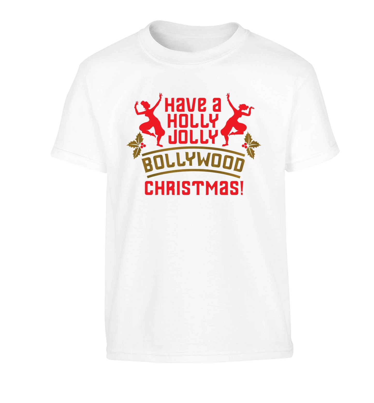 Have a holly, jolly, bollywood Christmas Children's white Tshirt 12-13 Years